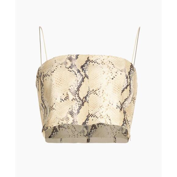 Helmut Lang Python Snake-Embossed Leather Crop Top Beige Color Style N10HW506 - Picture 1 of 12
